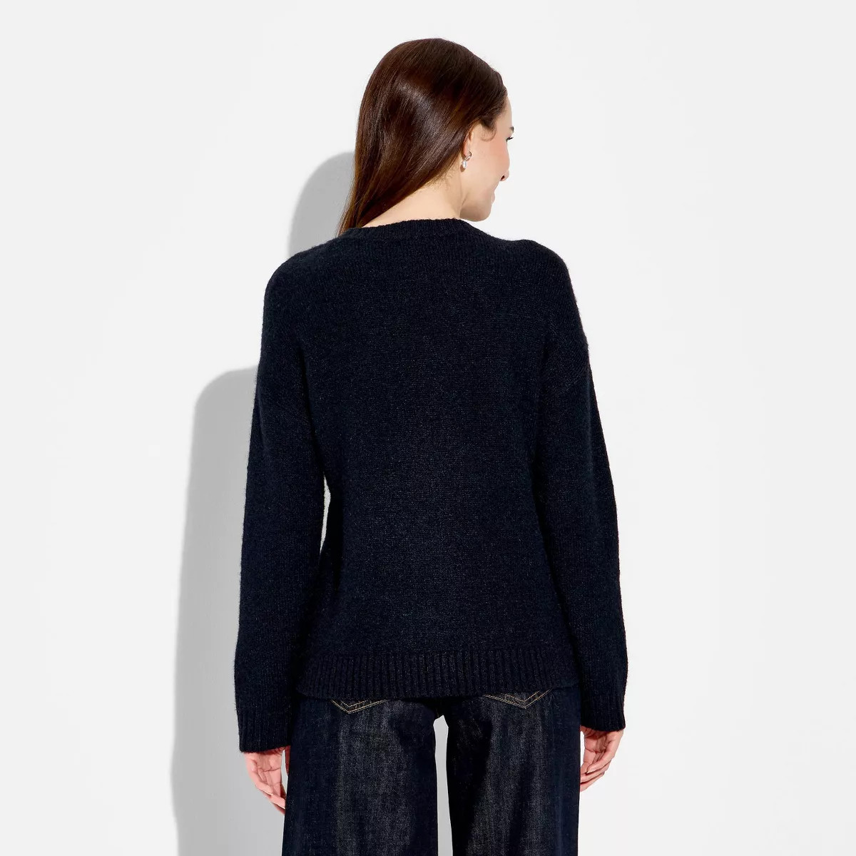 Women's Crewneck Pullover Heritage Novelty Sweater - Wild Fable™ Navy Blue Dogs S | Target