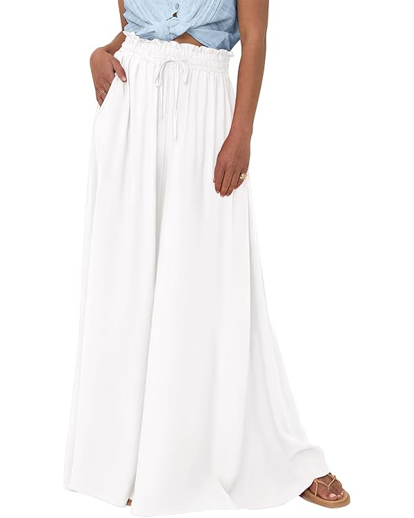 BTFBM Women Casual High Waist Wide Leg Pants 2026 Spring Summer Long Palazzo Pants Pocket Lounge ... | Amazon (US)