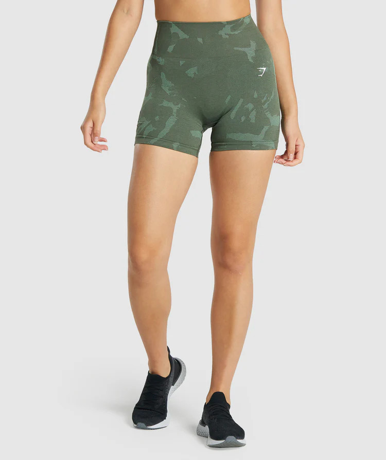 Gymshark Adapt Camo Seamless Shorts - Savanna | Green | Gymshark (Global)