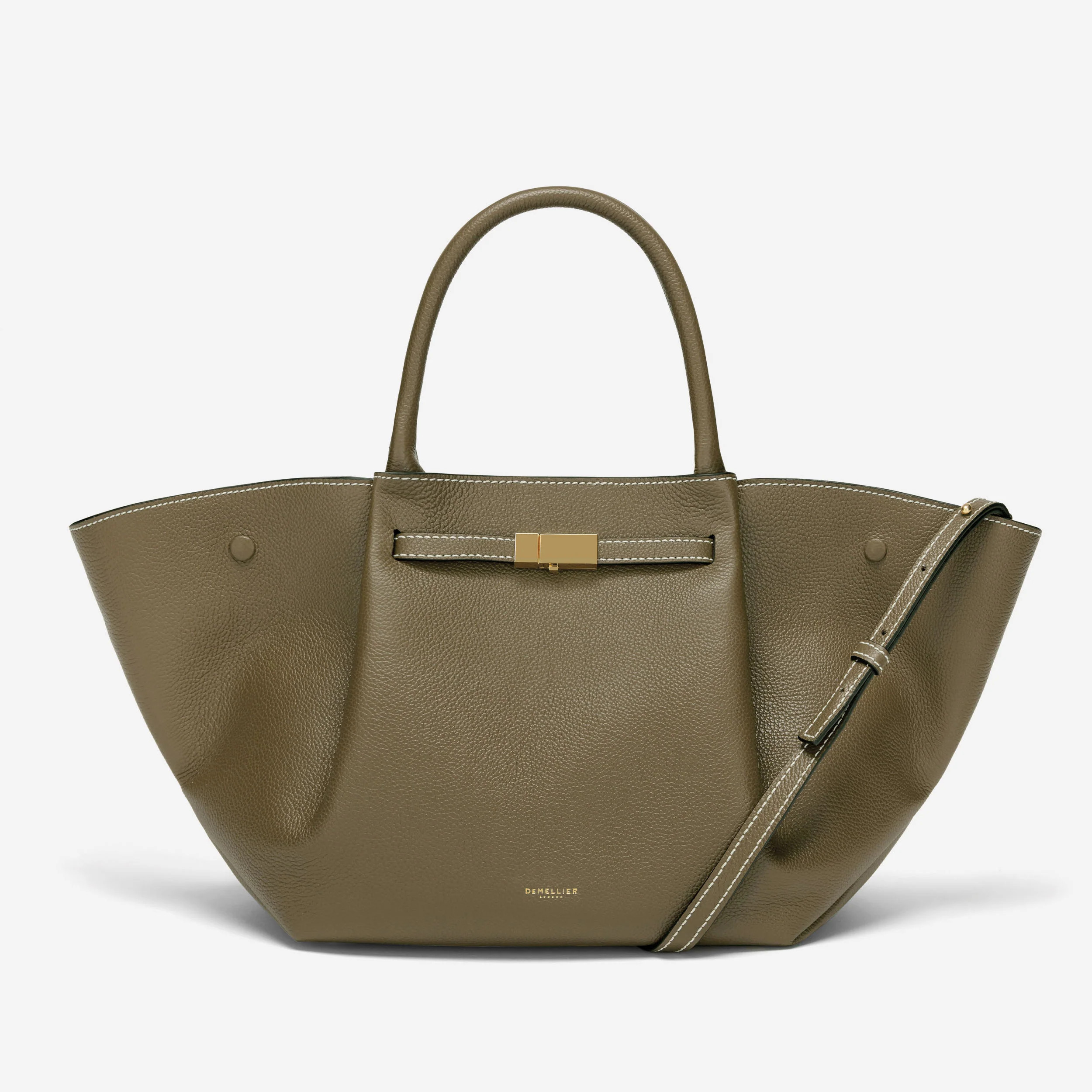 The Midi New York | Olive Small Grain Ecru Stitching | DeMellier | DeMellier