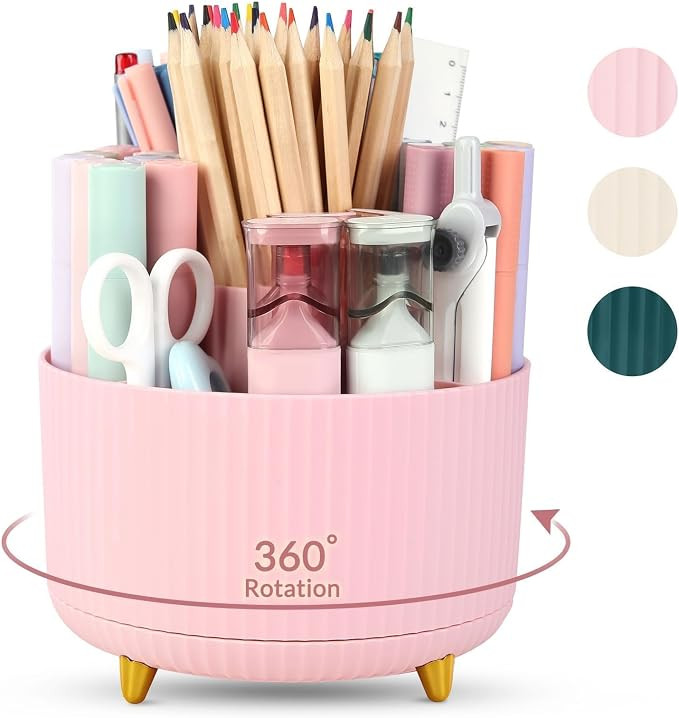 SKYDUE 360 Rotating Multipurpose Organizer - Cute Rotating Pen Holder with 5 Slots for Art Suppli... | Amazon (US)