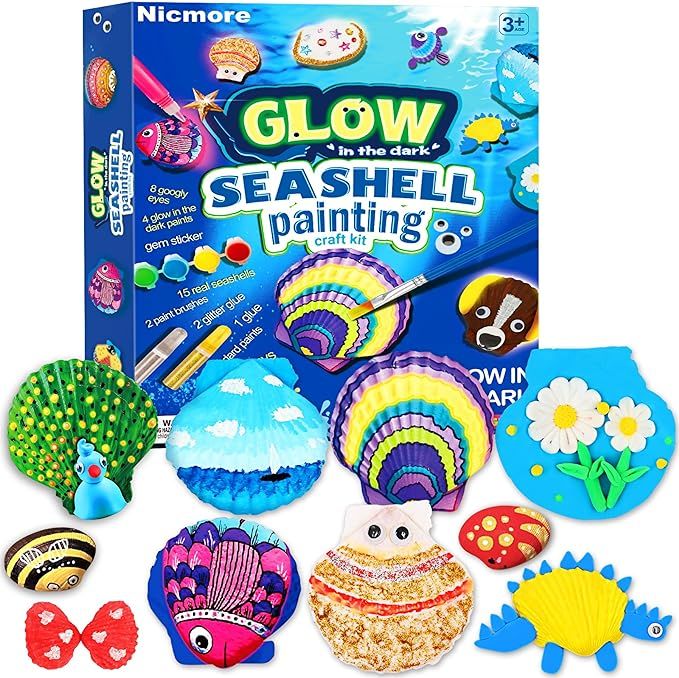 Kids Sea Shell Art & Crafts: Glow in The Darkness Painting Kits Crafts for Age 4-6 4-8 8-12 Gift ... | Amazon (US)