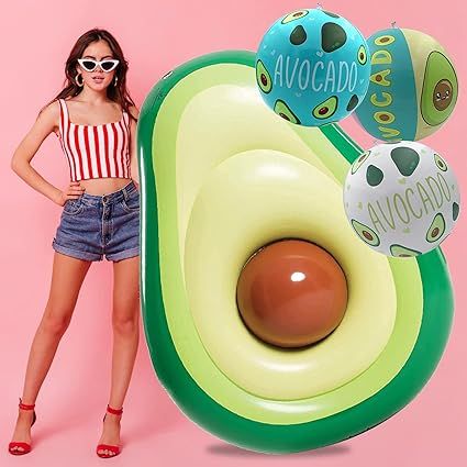 1 Large 65 in Avocado Inflatable + Avocado Beach Ball 14 in Set of 3, Bachelorette Party Decorati... | Amazon (US)