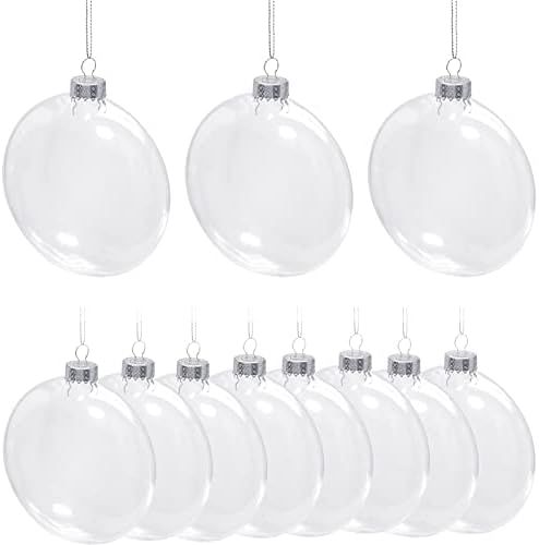 Flat Ball Clear Plastic Ornaments for Crafts Fillable - 12 Pack Bulk, 80mm 3.15" Transparent Shat... | Amazon (US)