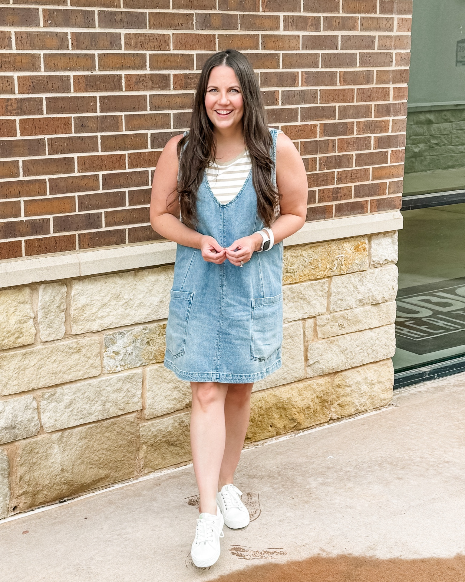 Summer dress / country concert outfit / denim dress / striped tank top / white sneakers / summer outfit 

#LTKShoeCrush #LTKFindsUnder100 #LTKSeasonal