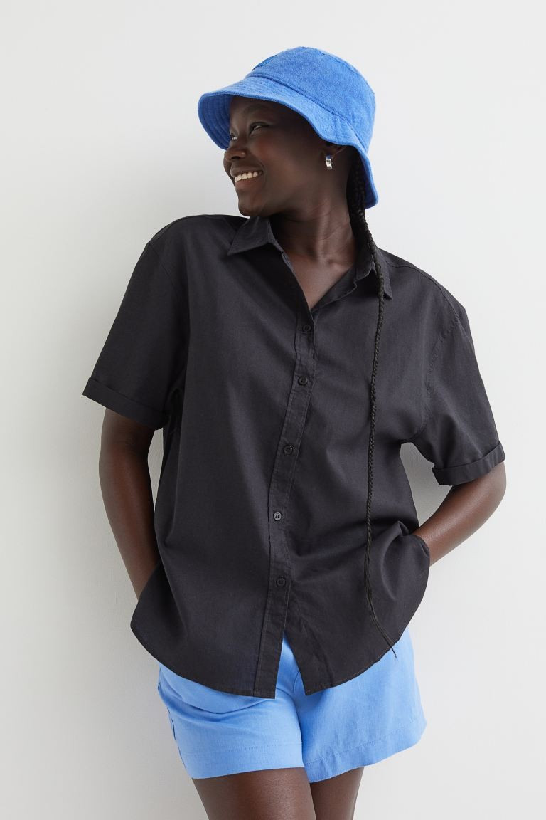 Short-sleeved linen-blend shirt | H&M (US + CA)