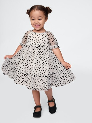 babyGap Puff Sleeve Polka Dot Tulle Dress | Gap (US)