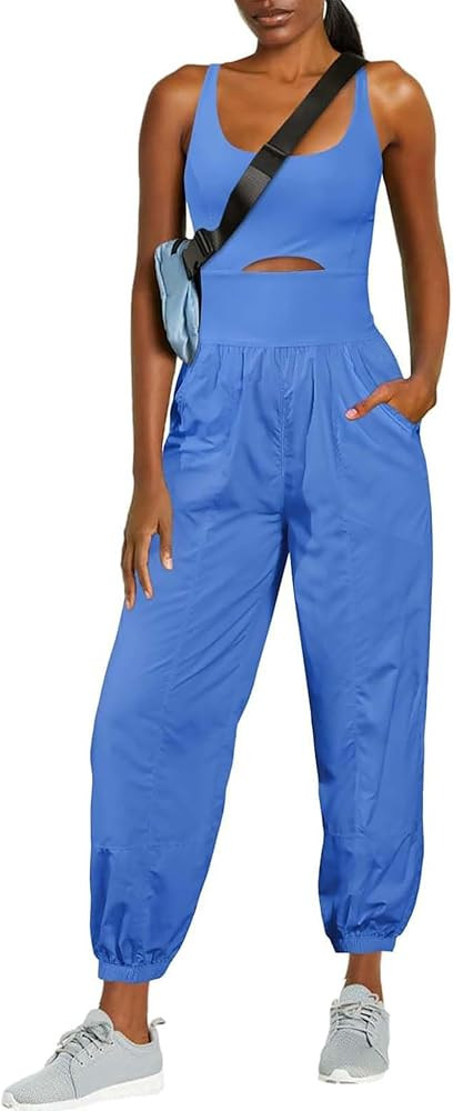 ReachMe Womens Running Onesie Athletic Romper Pants Hiking Outfits One Piece Workout Jumpsuits wi... | Amazon (US)