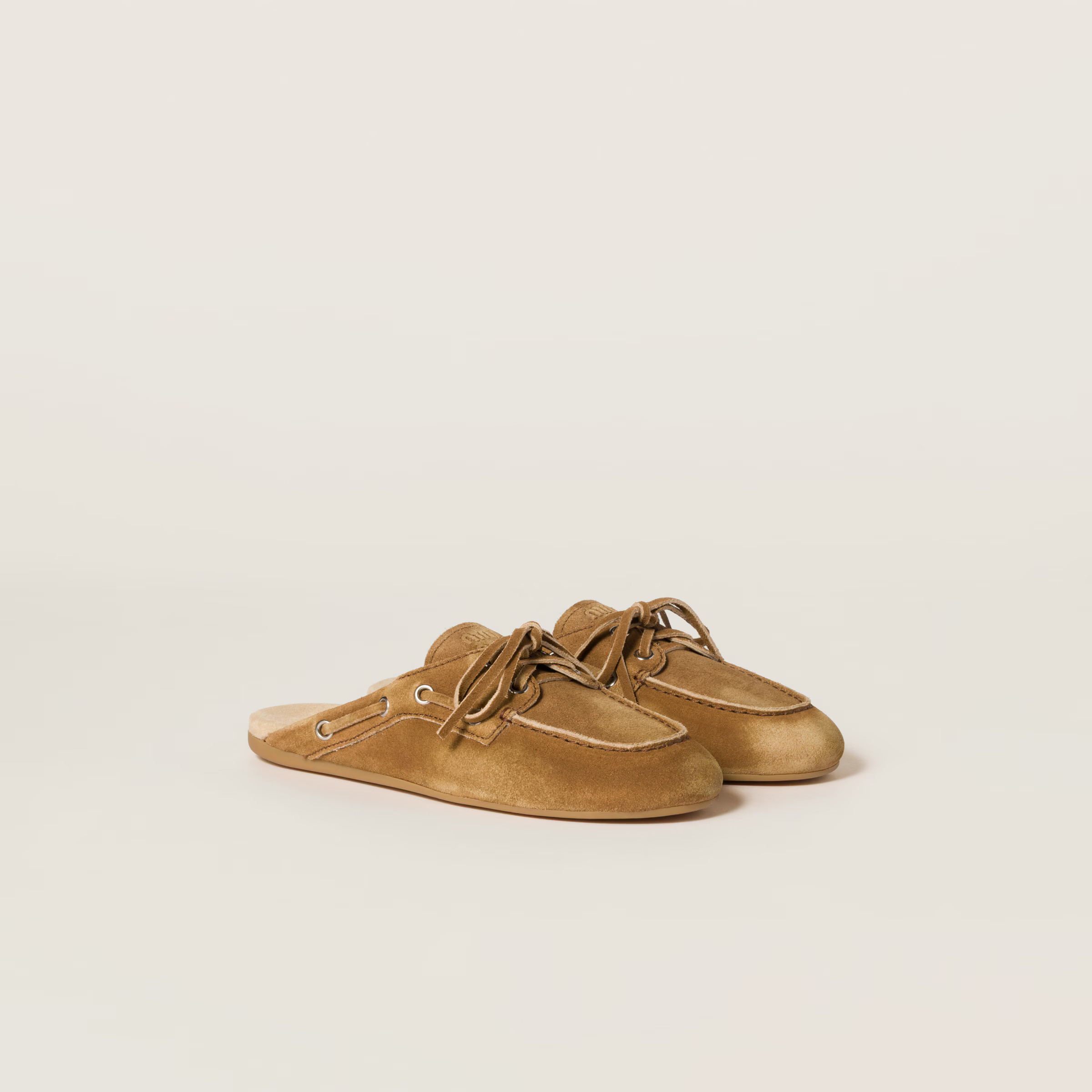 Cinnamon Faded Suede Mules | Miu Miu | Miu Miu US