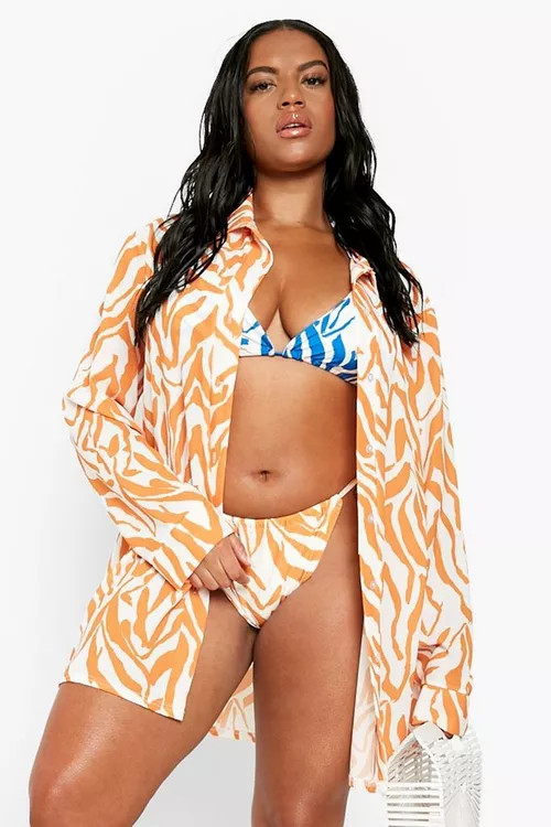 Plus Zebra Beach Shirt | Boohoo.com (UK & IE)