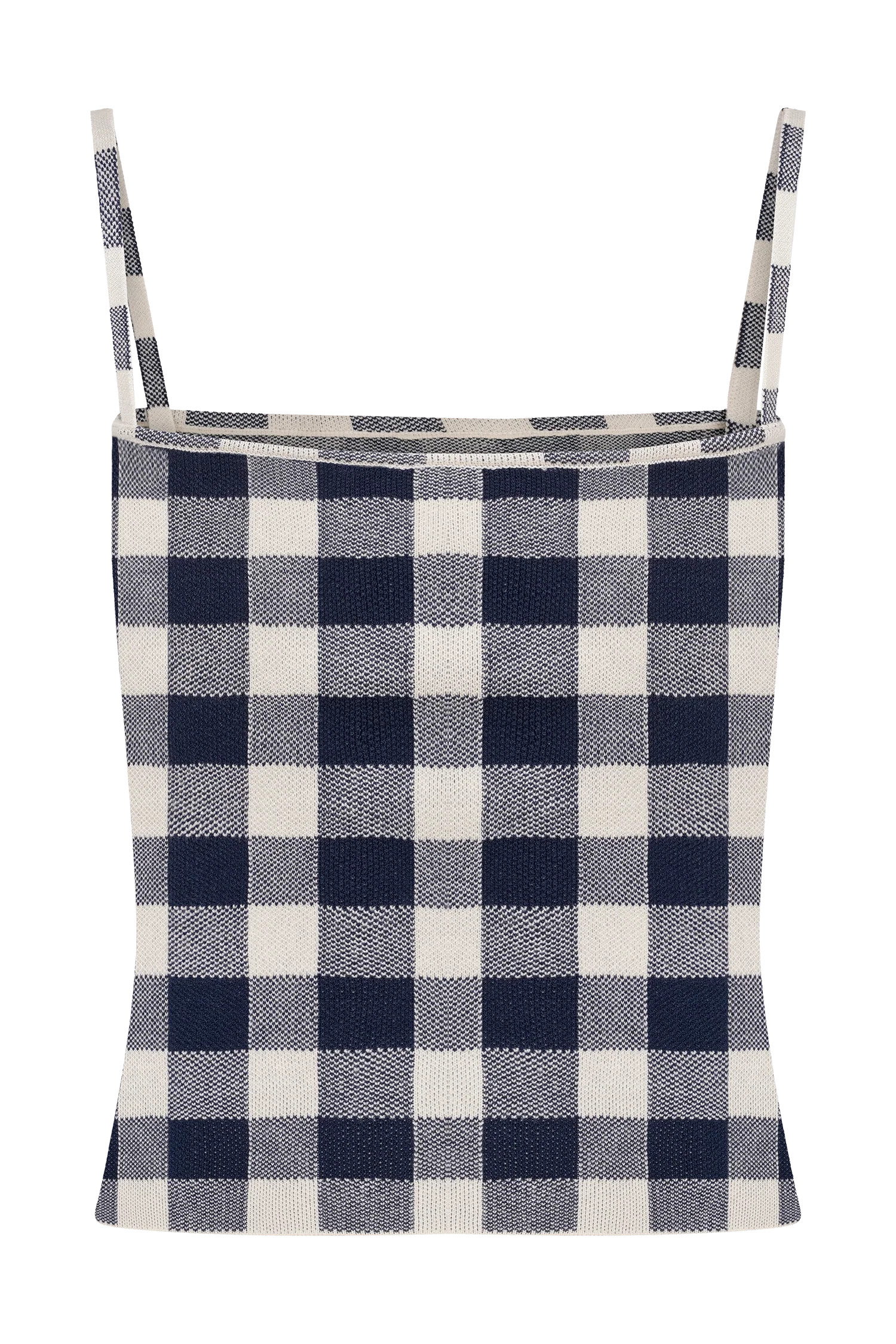 Marcie Sleeveless Knit Top - Navy Gingham | MESHKI US