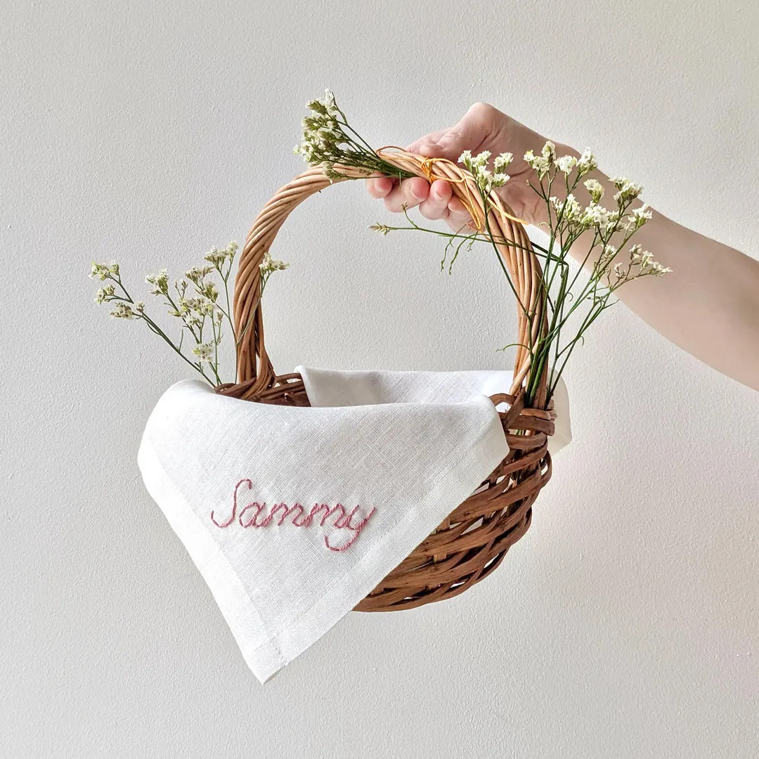 Hand Embroidered Linen Easter Basket Liner - Etsy | Etsy (US)