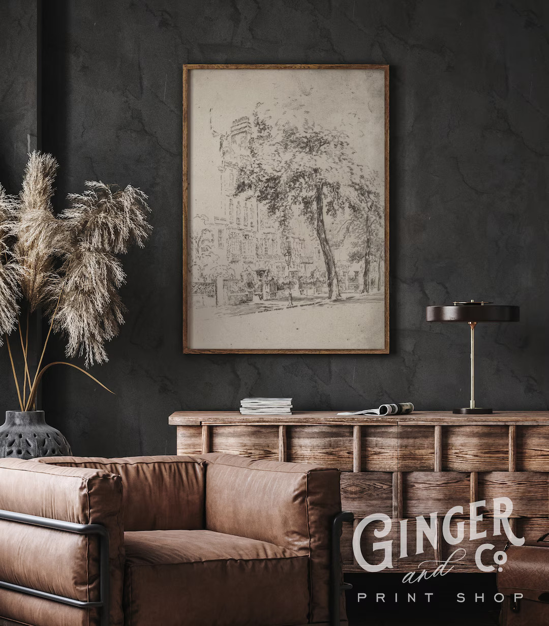 A Big Tree Vintage Fine Art Drawing Framed Digitally - Etsy | Etsy (US)