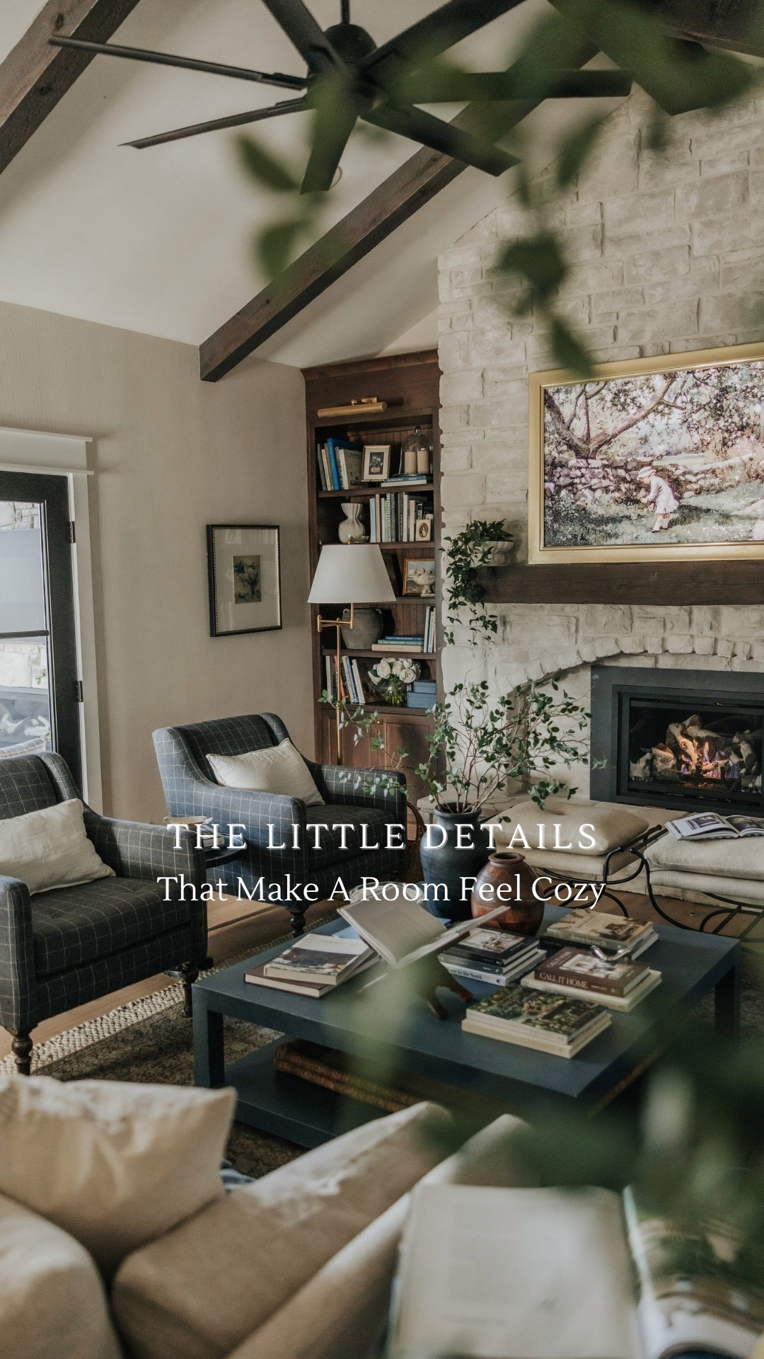 Sharing what little details make a room feel cozy tonight.. 🤎 living room. Fireplace. Bookshelves.

#LTKHome #LTKSeasonal