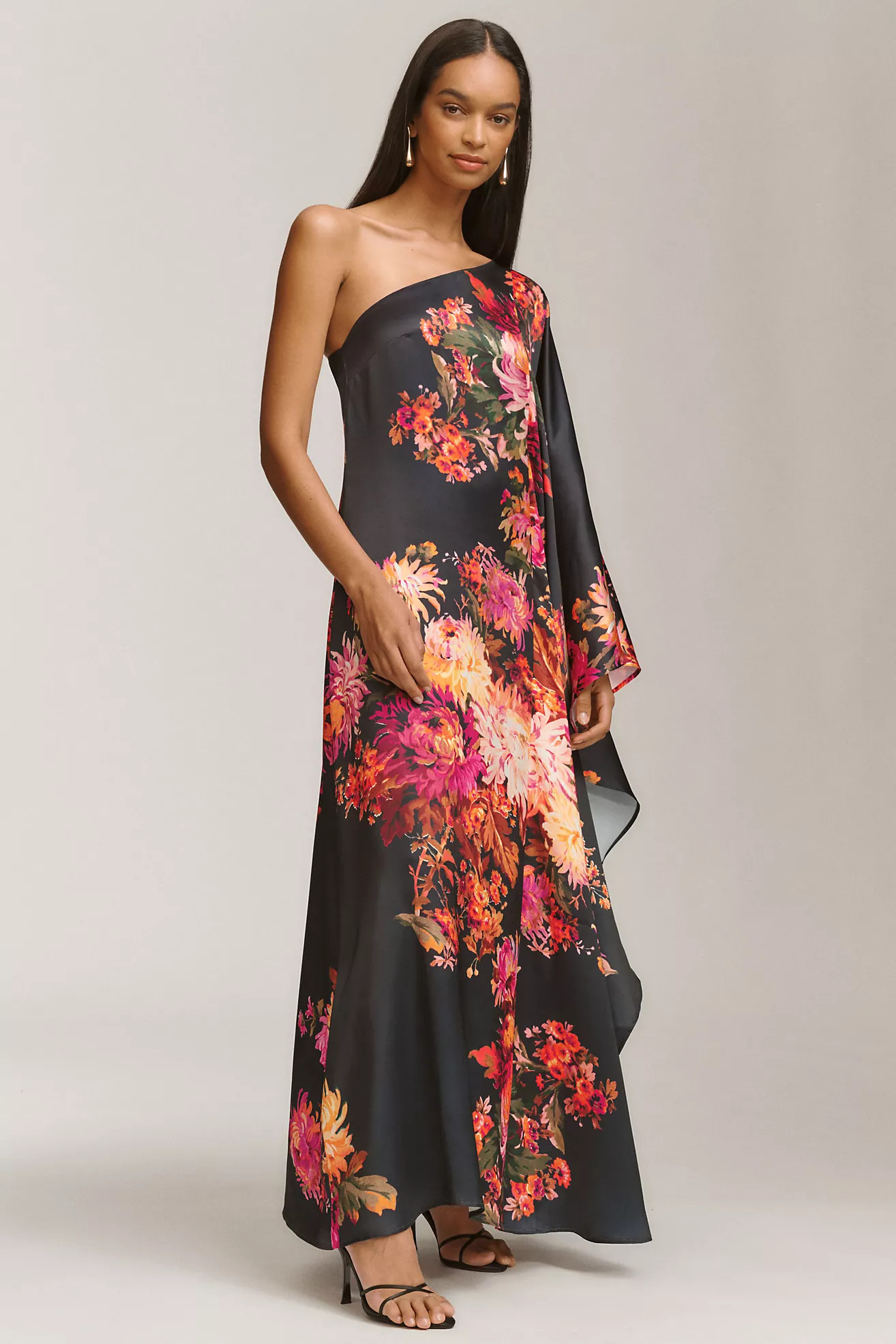 BHLDN Tiana One-Shoulder Satin Kaftan Maxi Dress | Anthropologie (US)