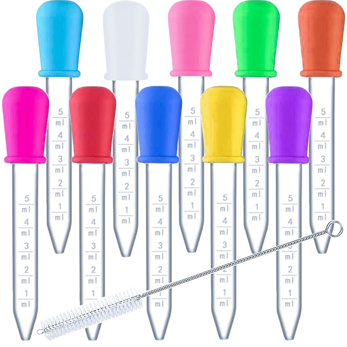 HiMo 10 Pack Liquid Pipettes Droppers Silicone 5ml Clear Medicine Eye Dropper for Kids with Bulb ... | Amazon (US)