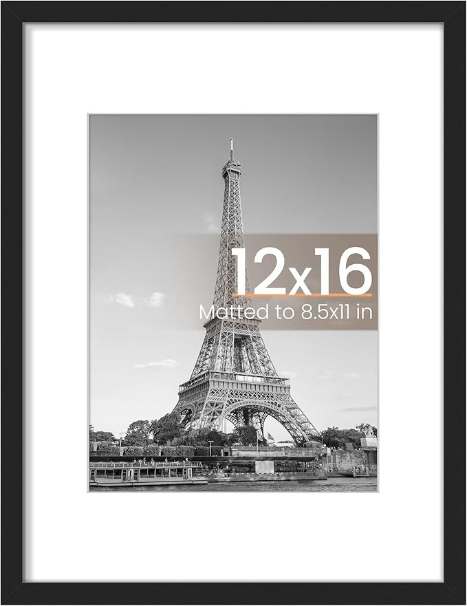upsimples 12x16 Picture Frame, Display Pictures 8.5x11 with Mat or 12x16 Without Mat, Wall Hangin... | Amazon (US)
