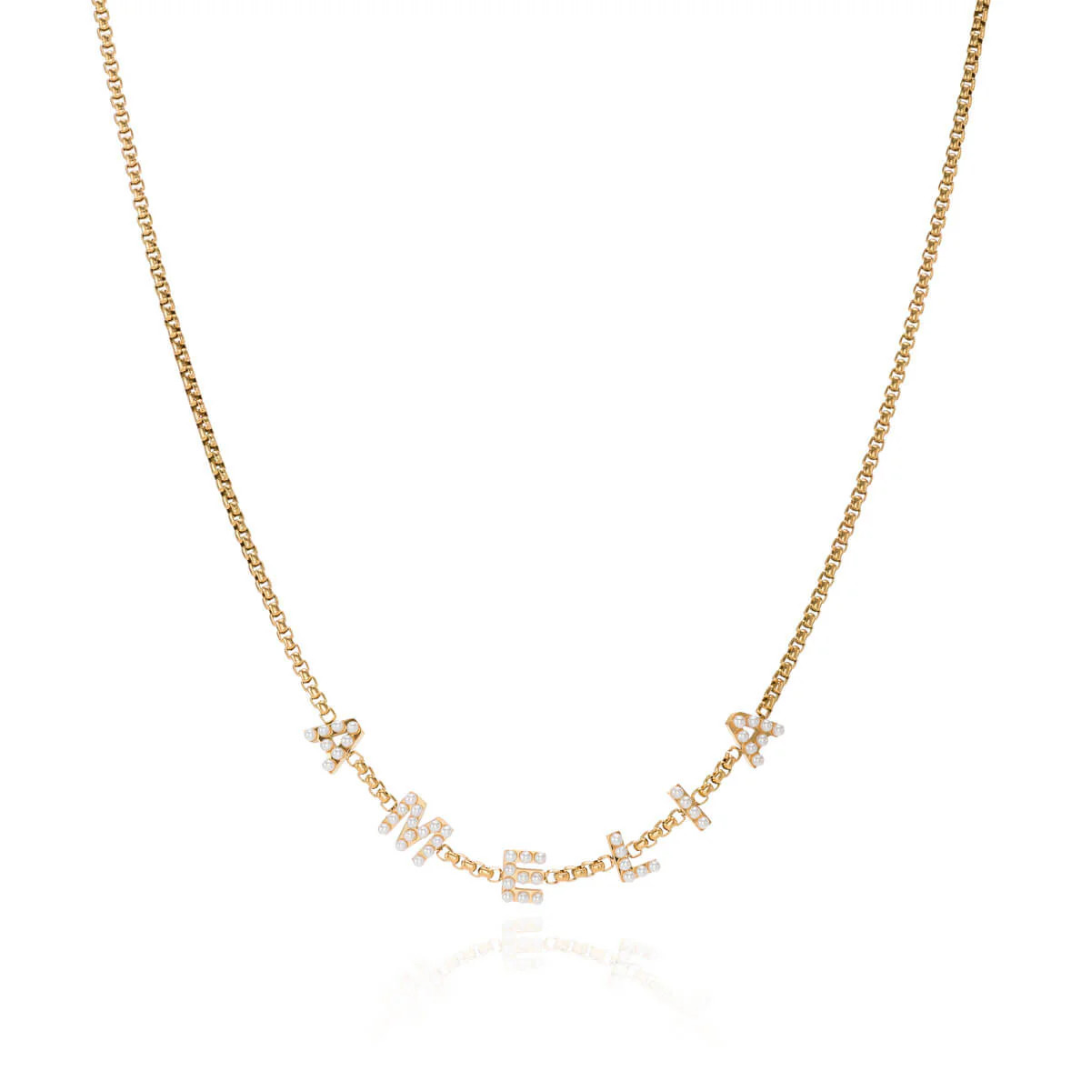 Pearl Custom Name Necklace (Gold) | Abbott Lyon