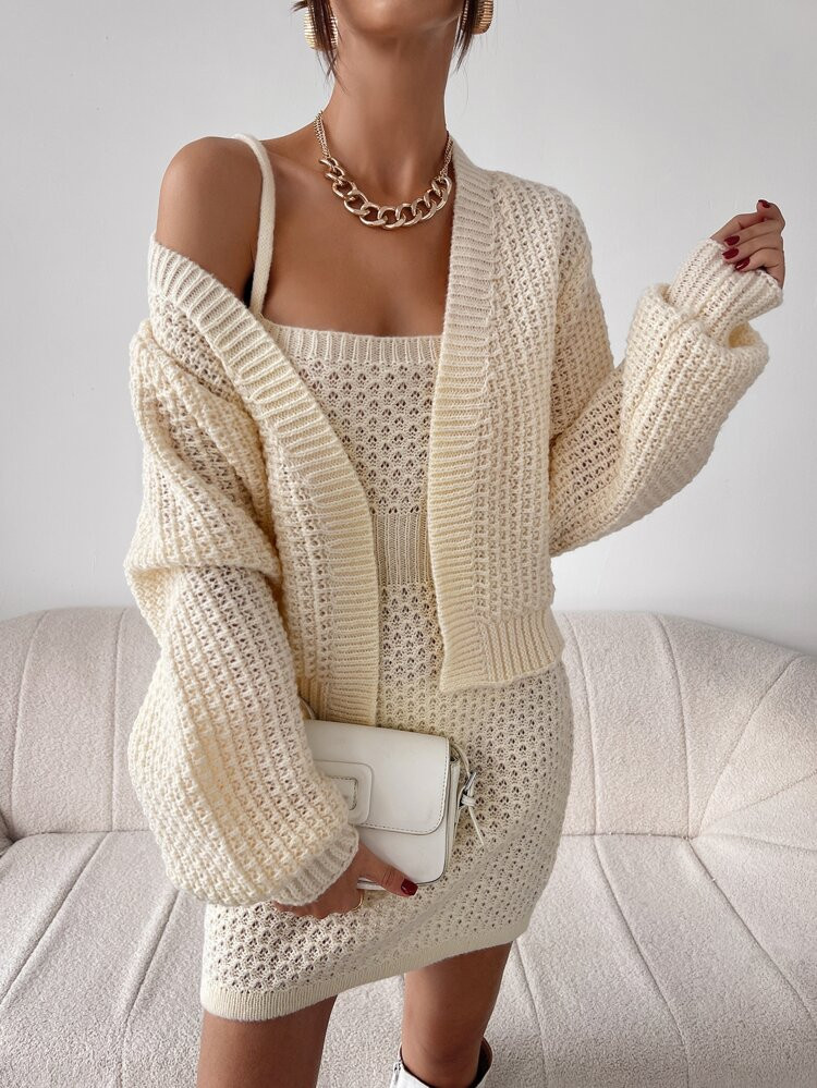 New
     
      Pointelle Knit Duster Cardigan & Sweater Dress | SHEIN