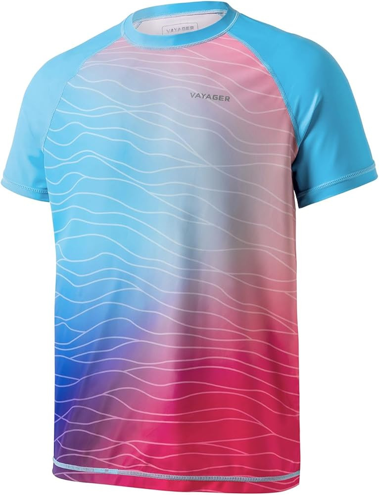 VAYAGER Men's Rash Ruard Shirts Swim Shirts UPF 50+ UV Sun Protection Quick Dry Short Sleeve Surf... | Amazon (US)