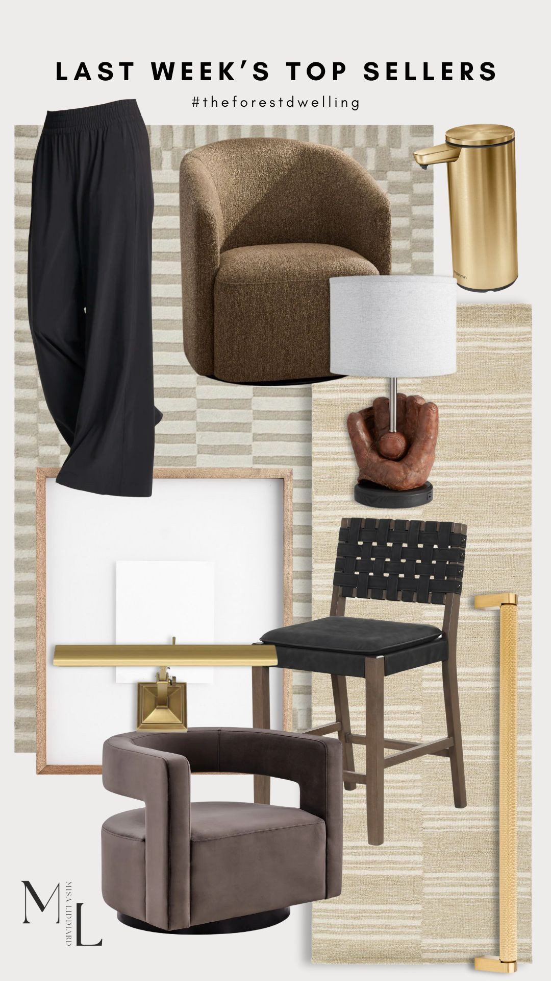 Last week's top sellers. The Villa wide leg pants are a staple in my wardrobe. I have two of the Preston swivel chairs in the color Mocha and they have a gorgeous variation in the fabric. This Baseball lamp is from Pottery Barn teen and looks so cute in my boy's room. The floating wood frames are a constant best seller and look good with any style print. 

 #LTKHome #LTKStyleTip