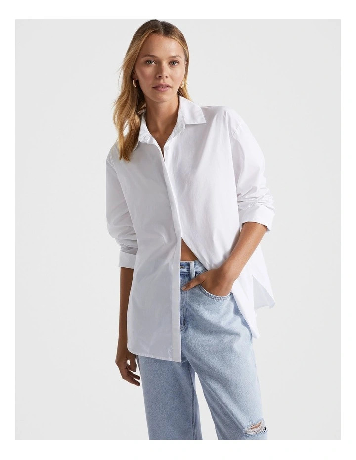 Poplin Classic Shirt in Whisper White | Myer