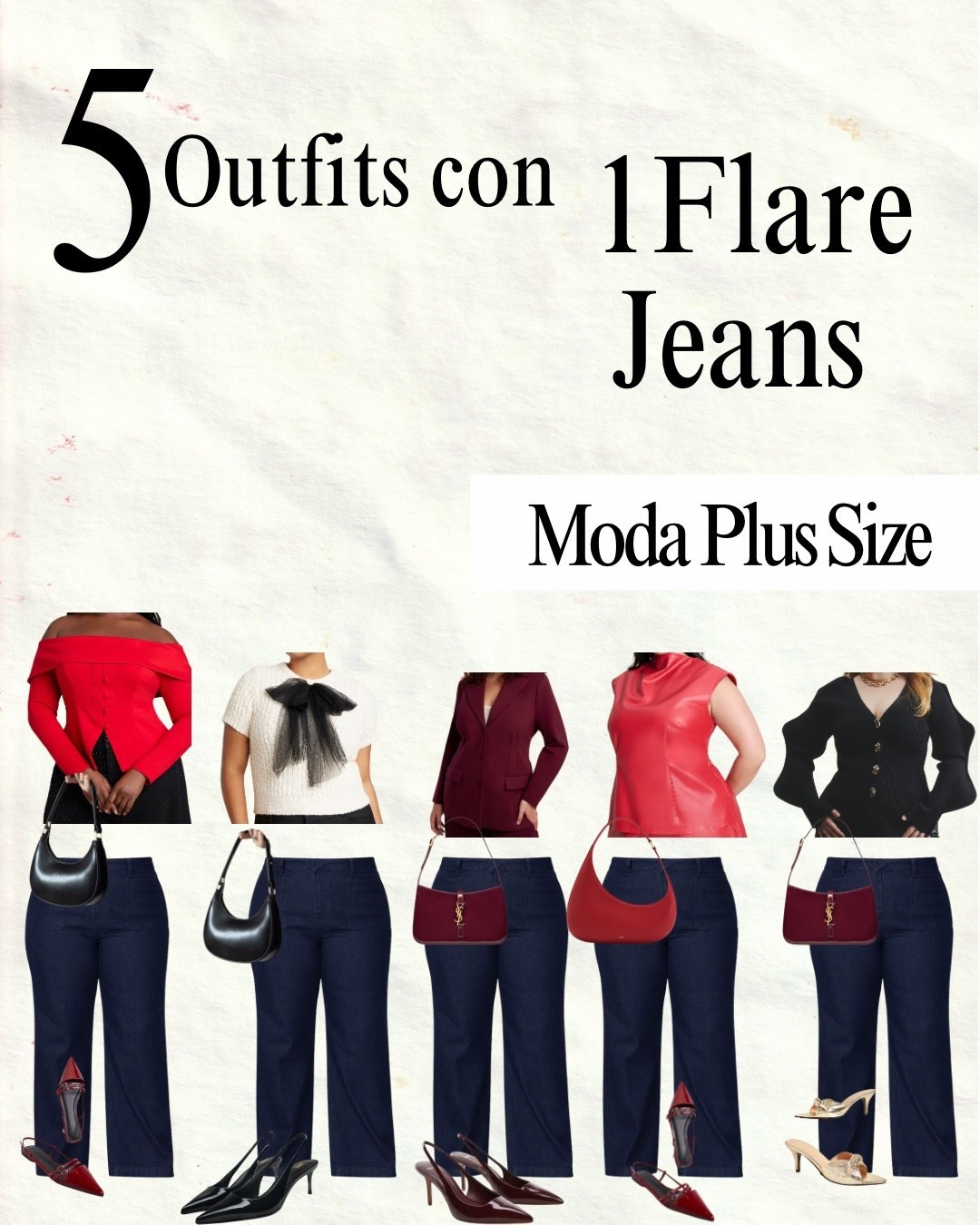 5 Outfits con 1 Flare Jeans 

#LTKPlusSize #LTKSeasonal #LTKValentine