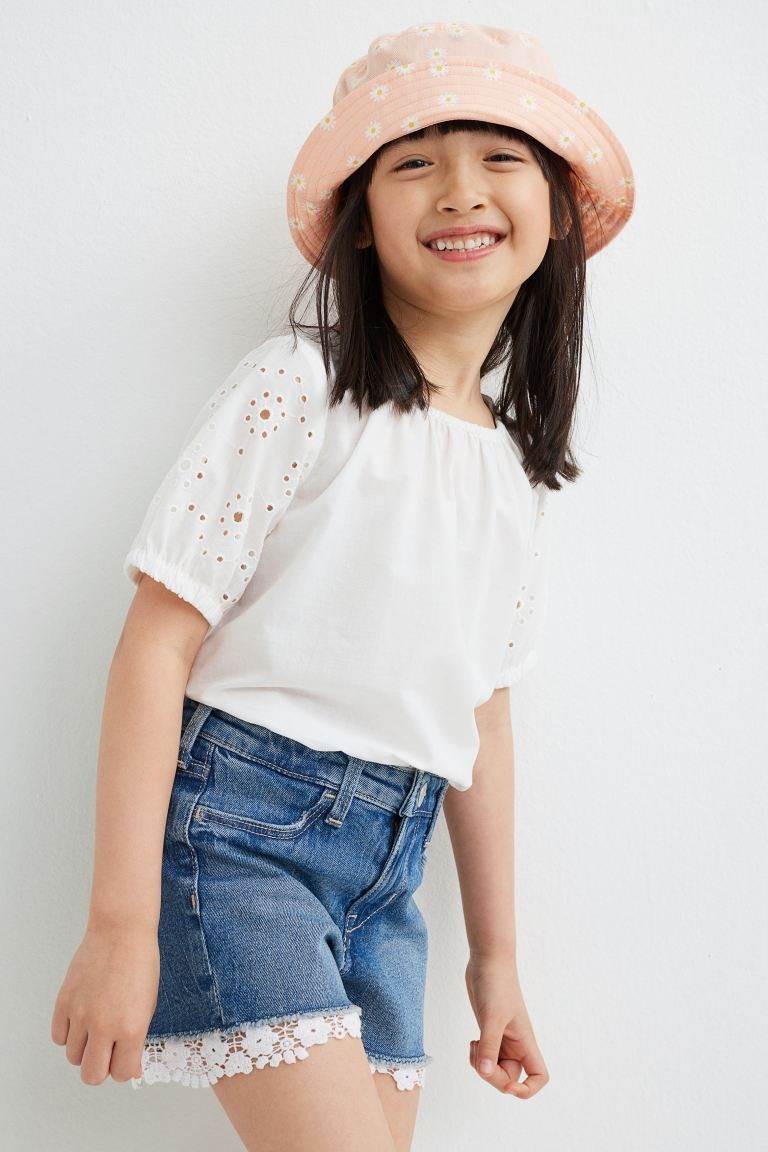 Lace-trimmed Denim Shorts | H&M (US + CA)