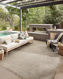 Loloi Dawn Collection Indoor/Outdoor DAW-02 Tan 7'-8" x 10' Area Rug | Amazon (US)
