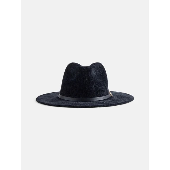 Scenario Women's Chenille Knit Fedora with Croissant Buckle, Black | Walmart (US)