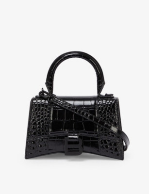 Hourglass extra-small croc-embossed leather top handle bag | Selfridges