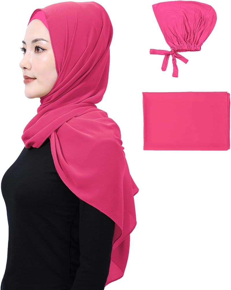 Matched Hijab and Undercap Set, Chiffon Muslim Head Scarf for Women, A Perfectly Decent Combinati... | Amazon (US)
