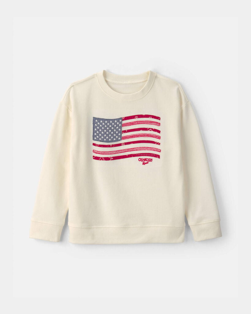 OshKosh B'gosh Kids American Flag French Terry Pullover Sweatshirt 10 Cream | Carter's Inc
