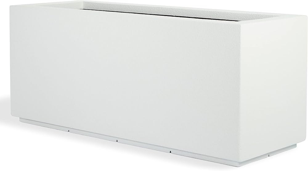 PolyStone Milan Tall Modern Outdoor/Indoor Rectangular Trough Planter, 46" L X 17" W X 19" H, Lig... | Amazon (US)