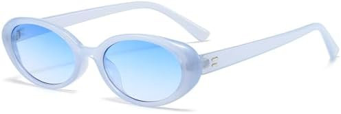 Retro Oval Sunglasses for Women Men Fashion Small Oval Sunglasses 90s Vintage Shades | Amazon (US)