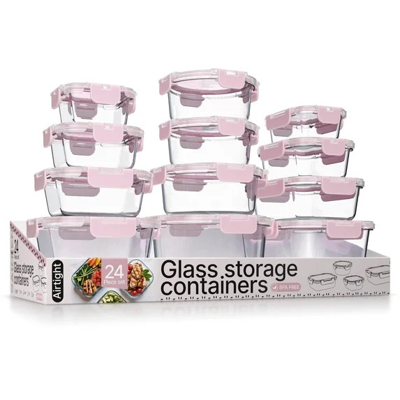 Bakken Borosilicate Glass Food Storage Containers with Lids 24 Pieces, Airtight Leak-Proof, Stack... | Walmart (US)