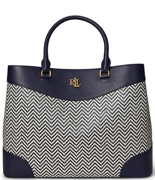 Marcy Large Houndstooth Woven Satchel Bag | Dillard's