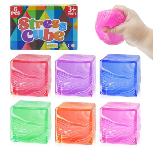 6 Pcs Stress Cube Fidget Toys Squishies, Squishy Stress Balls for Adults Kids, Anxiety Relief Toy, Ice Squishy Cube Sugar Balls, Calming Toys Slow Rising Stretchy, Sensory Toys | Amazon (US)
