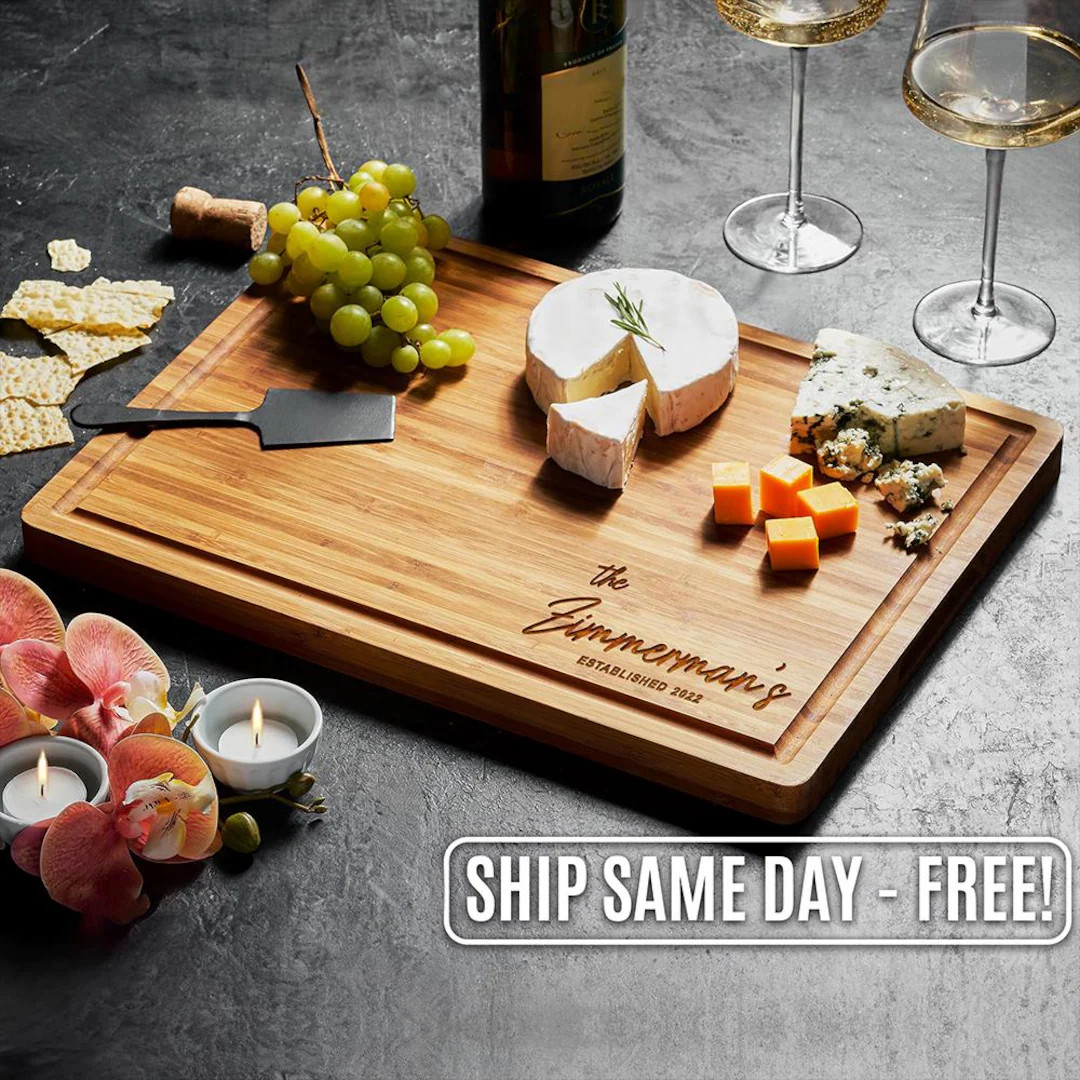 Personalized Cutting Board Wedding Gift, Bamboo Charcuterie Board, Unique Valentines Day Gift, Br... | Etsy (US)