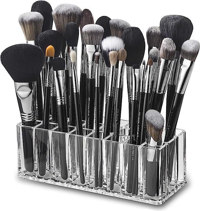 byAlegory Acrylic Makeup Beauty Brush Organizer | 24 Space Cosmetic Storage (CLEAR) | Amazon (US)