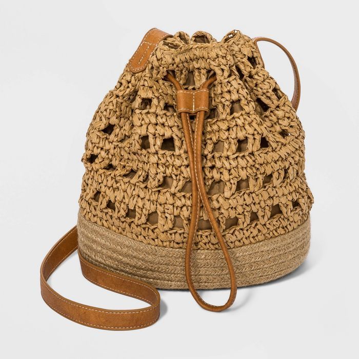 Straw Drawstring Closure Bucket Bag - Universal Thread™ | Target