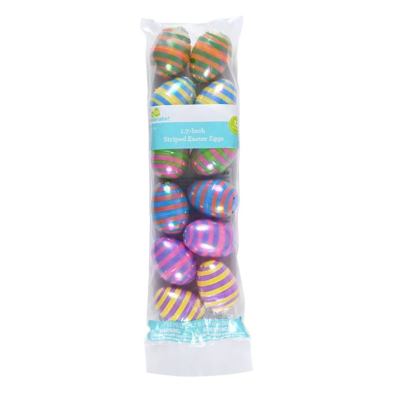Multicolor Iridescent Stripe Eggs, 2", 12 Count, Easter by Way To Celebrate | Walmart (US)