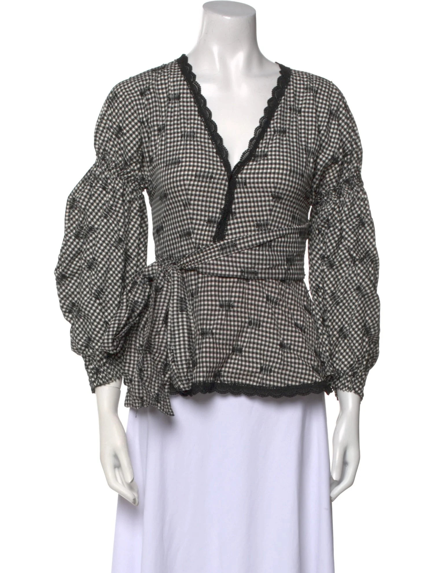 Plaid Print V-Neck Blouse | The RealReal