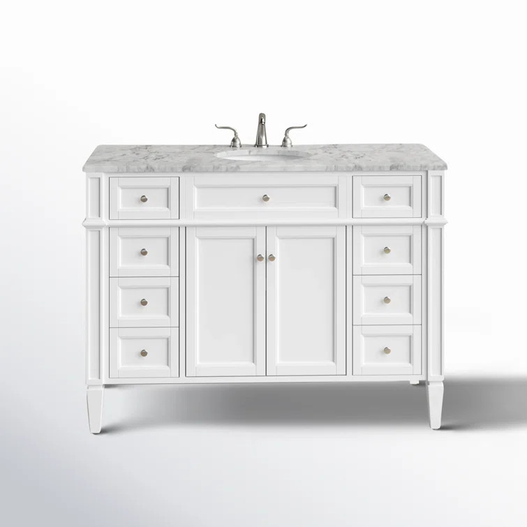 Alfreda 48'' Single Bathroom Vanity with Carrara Marble Top | Wayfair North America