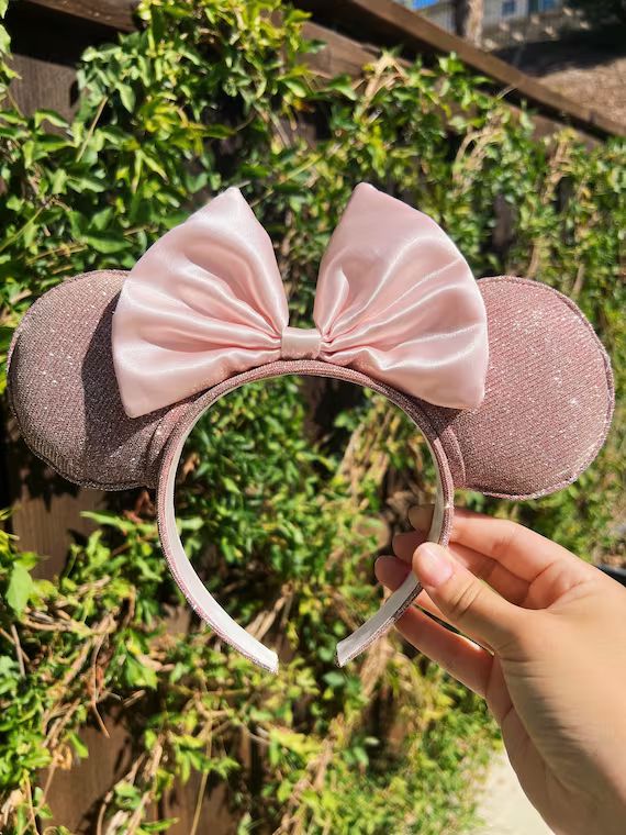 Pink Glittery Disney Ears / Pink Mickey Ears - Etsy | Etsy (US)