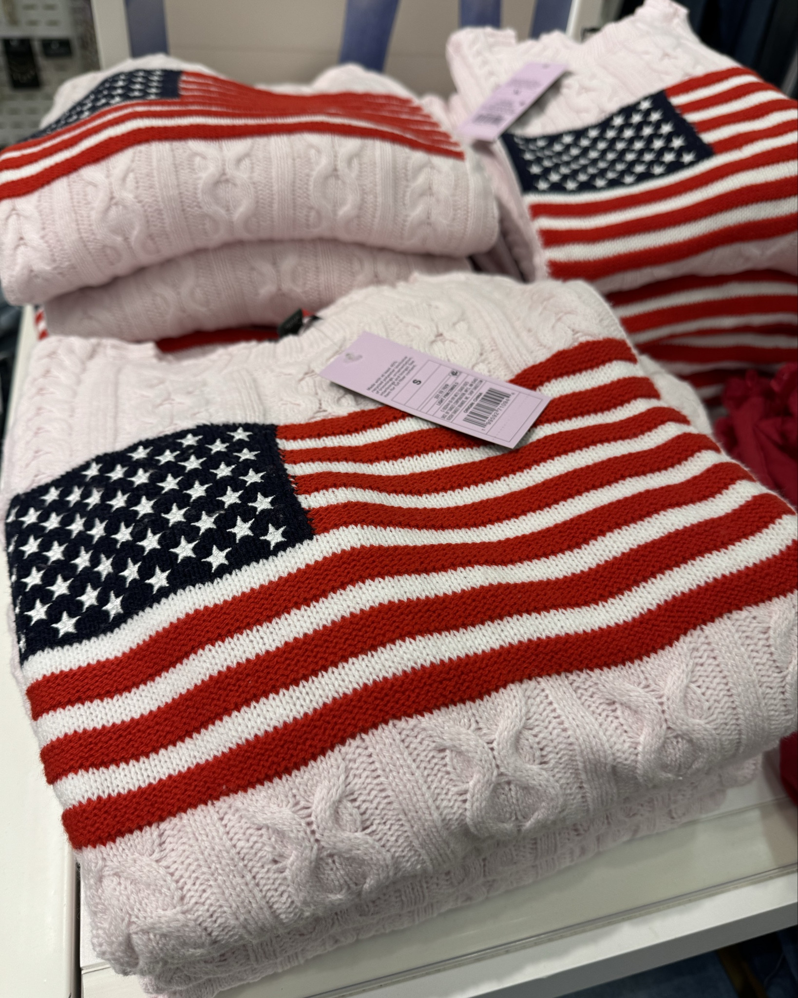 Hard to get a good picture but the sweater is the prettiest light pink!! Also comes in 3 other colors. Great for Memorial Day and all the patriotic holidays this summer!

#LTKootd #LTKSeasonal