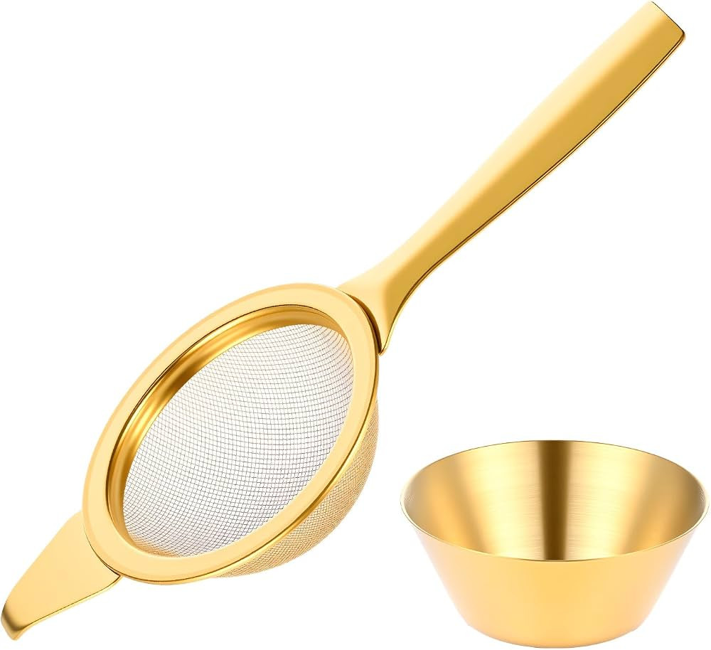 2.2" Gold Matcha Sifter Strainer 30 Fine Mesh Strainer Small Sifters for Matcha Stainless Steel S... | Amazon (US)