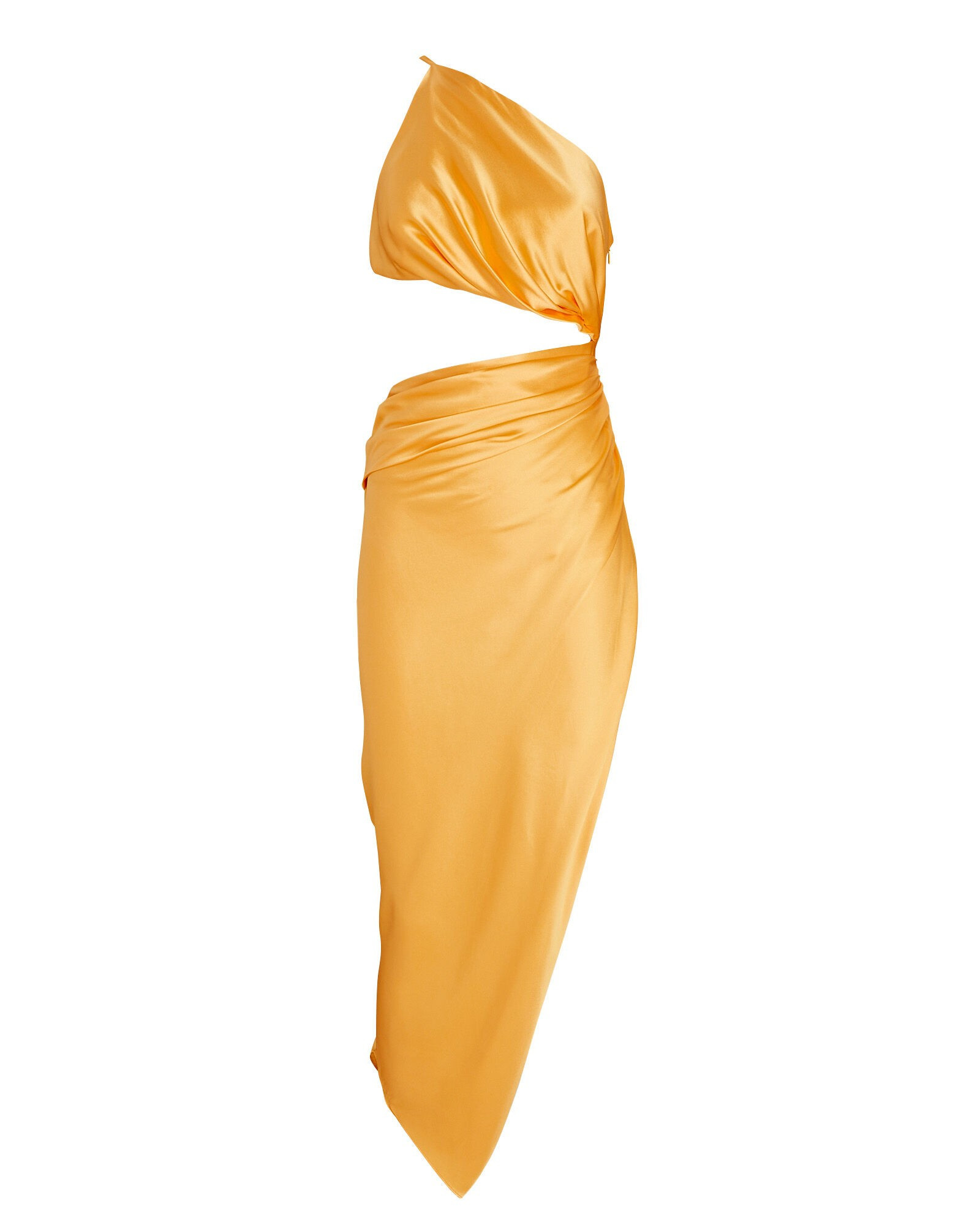 One-Shoulder Silk Satin Midi Dress | INTERMIX