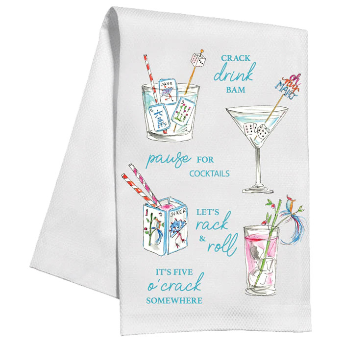 Mahjong Cocktails Kitchen Towel | Rosanne Beck Collections