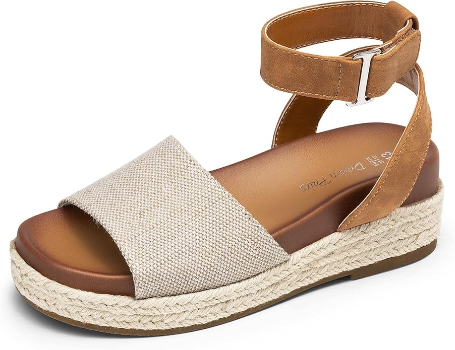 DREAM PAIRS Girls Platform Wedge Open Toe Espadrille Sandals with Buckle Ankle Strap for Little K... | Amazon (US)